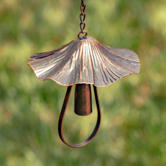 76" LONG ANTIQUE BRONZE RAIN CHAIN WITH MUSHROOMS