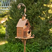 BIRDHOUSE 75" TALL TWO TIER CLASSIC HOME COPPER FINISH BIRDHOUSE STAKE "LANSDALE"