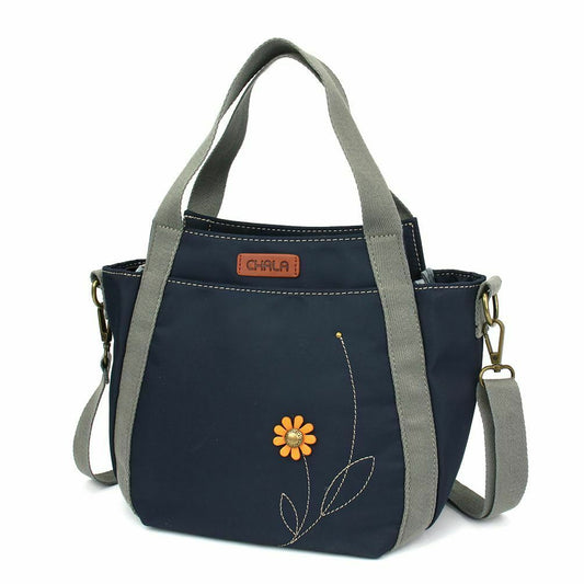 RFID VENTURE MINI CARRYALL TOTE PURSE BAG  SUNFLOWER NAVY BLUE