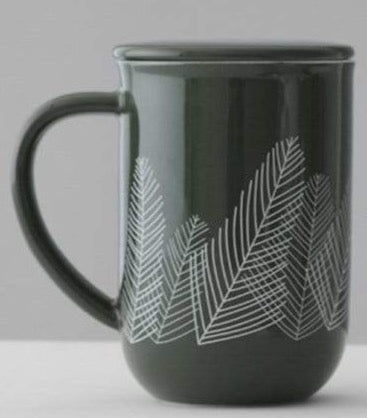 Winter Minima Tea Mug with Strainer 18oz  Forest Pine