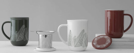 Winter Minima Tea Mug with Strainer 18oz Pure White