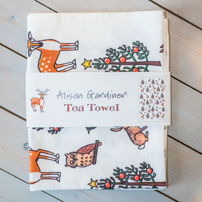 Tea Towel-Winter Wildlife Alison Gardiner